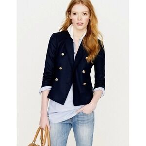 J. Crew 100% Wool Double Breasted School Boy‎ Blazer Gold Buttons Navy Preppy 2